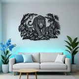 Leopard Jungle Metal Wall Art | Wildlife Silhouette Decor