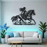 Cowgirl and Horse Metal Wall Art | Equestrian Wall Decor