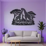 Giraffe Family Metal Wall Art | Wildlife Silhouette Decor