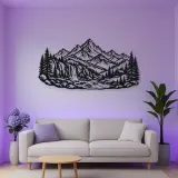 Waterfall Mountain Valley Metal Wall Art | Nature Silhouette Decor