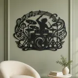 Drum Rhythm Circle Metal Wall Art | Modern Abstract Metal Decor - lifestyle view 2
