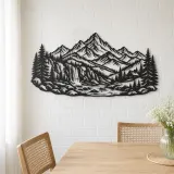 Waterfall Mountain Valley Metal Wall Art | Nature Silhouette Decor - lifestyle view 4