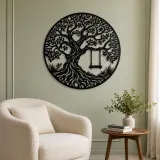 Tree with Swing Metal Wall Art | Botanical Metal Wall Decor - lifestyle view 2