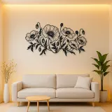 Poppy Field Line Metal Wall Art | Botanical Metal Wall Decor