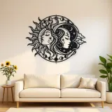 Day and Night Faces Metal Wall Art | Celestial Boho Wall Decor