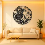 Celestial Woman Profile Metal Wall Art | Minimalist Woman Line Art