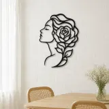 Rose Profile Muse Metal Wall Art | Minimalist Woman Line Art - lifestyle view 4