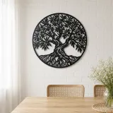 Olive Tree Circle Metal Wall Art | Botanical Metal Wall Decor - lifestyle view 4