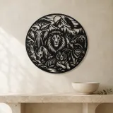 Wildlife World Circle Metal Wall Art | Wildlife Silhouette Decor - lifestyle view 3