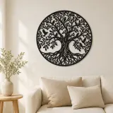 Arte mural de metal Tree with Birds | Decoración de silueta de vida salvaje