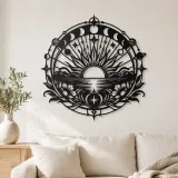 Arte mural de metal Sunrise Mandala | Decoración boho espiritual de metal