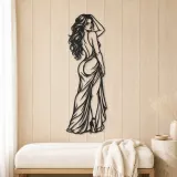 Over Shoulder Glance Metal Wall Art | Minimalist Woman Line Art - lifestyle view 5