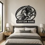 Personalized Running Back Stars and Speed Lines Metal Wall Art - lifestyle view 2