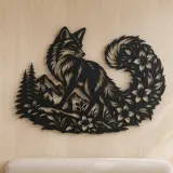 Fox Floral Tail Metal Wall Art | Wildlife Silhouette Decor - lifestyle view 5