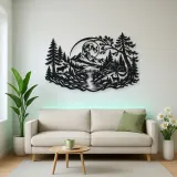 Forest Moon Arc Metal Wall Art | Nature Silhouette Decor