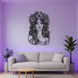 Floral Crown Muse Metal Wall Art | Minimalist Woman Line Art