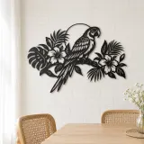 Parrot Tropical Branch Metal Wall Art | Wildlife Silhouette Decor - lifestyle view 4