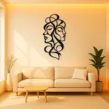 Abstract Face Fusion Metal Wall Art | Minimalist Woman Line Art