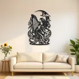 Harp Moon Curve Metal Wall Art | Music Room Wall Decor