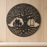 Family Roots Tree Metal Wall Art | Family Silhouette Decor - lifestyle view 5