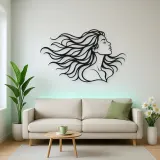 Windblown Hair Face Metal Wall Art | Minimalist Woman Line Art