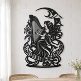 Harp Moon Curve Metal Wall Art | Music Room Wall Decor - lifestyle view 4