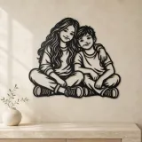 Siblings Side by Side Metal Wall Art | Family Silhouette Decor - lifestyle view 3