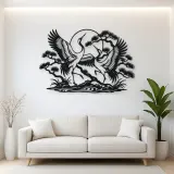 Crane Dance Metal Wall Art | Wildlife Silhouette Decor