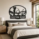 Personalized Golfer Metal Wall Art with Fairway Scene - lifestyle view 2