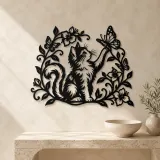 Cat and Butterfly Vine Metal Wall Art | Pet Lover Silhouette Decor - lifestyle view 3