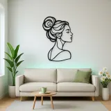 Hair Bun Profile Metal Wall Art | Minimalist Woman Line Art