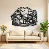 Cozy Home Horizon Metal Wall Art | Nature Silhouette Decor