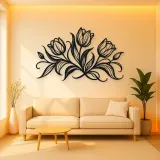 Tulip Trio Flow Metal Wall Art | Botanical Metal Wall Decor