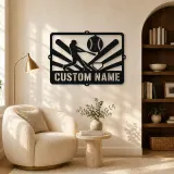 Personalized Baseball Batter Metal Wall Art with Ball Diamond - lifestyle view 5