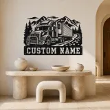 Personalized Refrigerated Semi Truck Mountain Metal Wall Art - lifestyle view 3