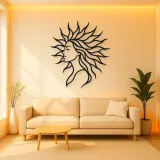Sunray Hair Muse Metal Wall Art | Minimalist Woman Line Art