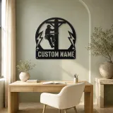 Personalized Electrical Lineman Metal Wall Art with Utility Pole - lifestyle view 4