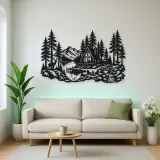 A-Frame Cabin Woods Metal Wall Art | Nature Silhouette Decor