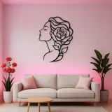 Rose Profile Muse Metal Wall Art | Minimalist Woman Line Art