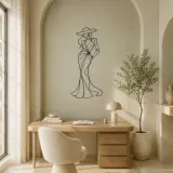 Elegant Hat Model Metal Wall Art | Fashion Figure Wall Decor - lifestyle view 4
