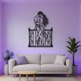Balcony Embrace Metal Wall Art | Romantic Couple Decor