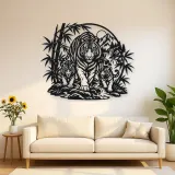 Tiger Bamboo Flow Metal Wall Art | Wildlife Silhouette Decor