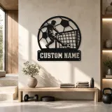 Décoration murale en métal personnalisée de joueur de football avec scène de but
