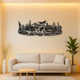World Map Travel Line Metal Wall Art | Travel and City Wall Decor