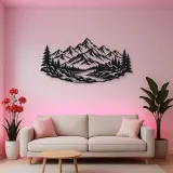Cabin below the Peaks Metal Wall Art | Nature Silhouette Decor