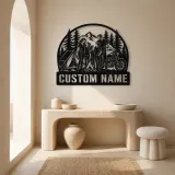 Personalized Family of Five Camping Motorcycle Metal Wall Art - lifestyle view 3