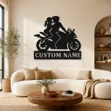 Décoration murale en métal personnalisée Couple de Motards à Deux