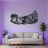 Santorini Coastal Line Metal Wall Art | Travel and City Wall Decor
