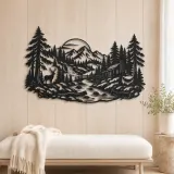 River through the Forest Metal Wall Art | Nature Silhouette Decor - lifestyle view 5