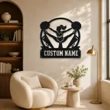 Personalized Cheerleader Metal Wall Art with Pom-Poms - lifestyle view 5